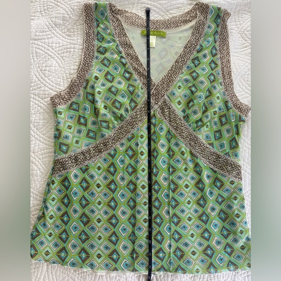 Vintage Sheer Bohemian Y2K inspired Sigrid Olsen Green Brown Top Large - Picture 3 of 3